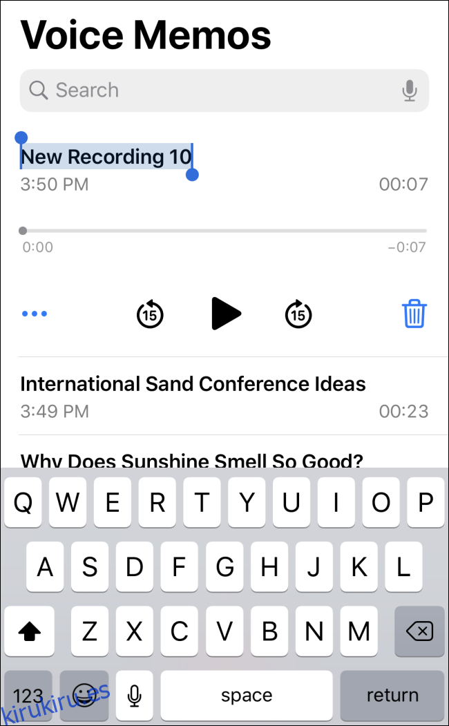 Nombrar una nota de voz en iOS