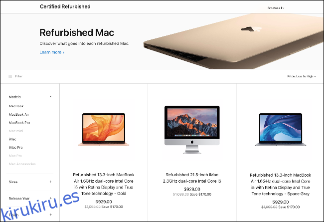 La Mac Store reacondicionada de Apple.