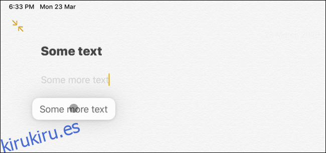 Arrastrar texto con el cursor en iPad