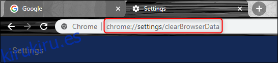 URL de configuración de Chrome