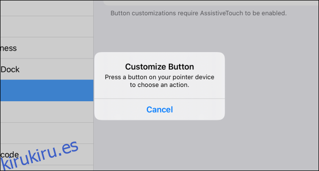 Personalizar el botón emergente en iPadOS
