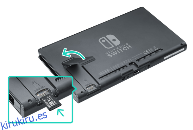Ubicación de la ranura microSD de Nintendo Swtich