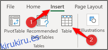 Insertar una tabla en Excel