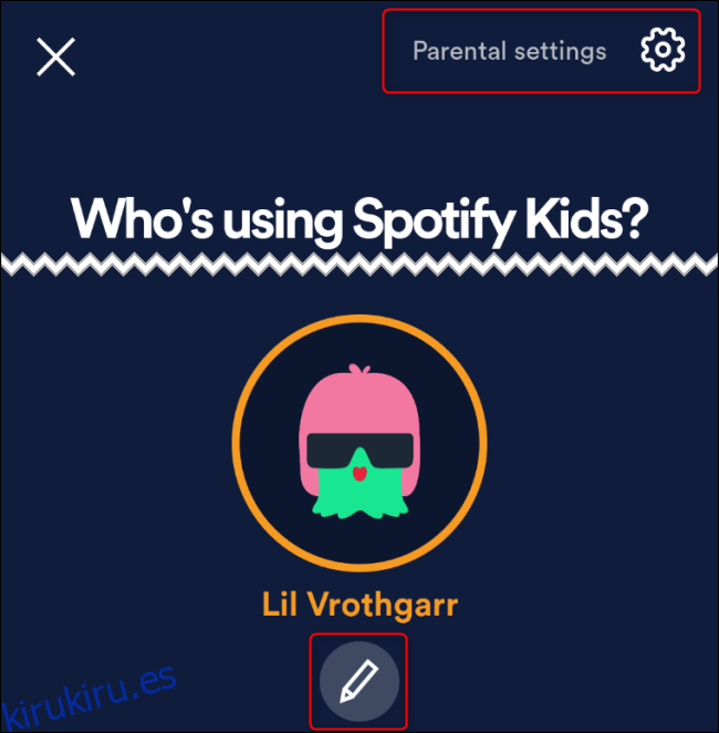 Configuración parental de Spotify Kids