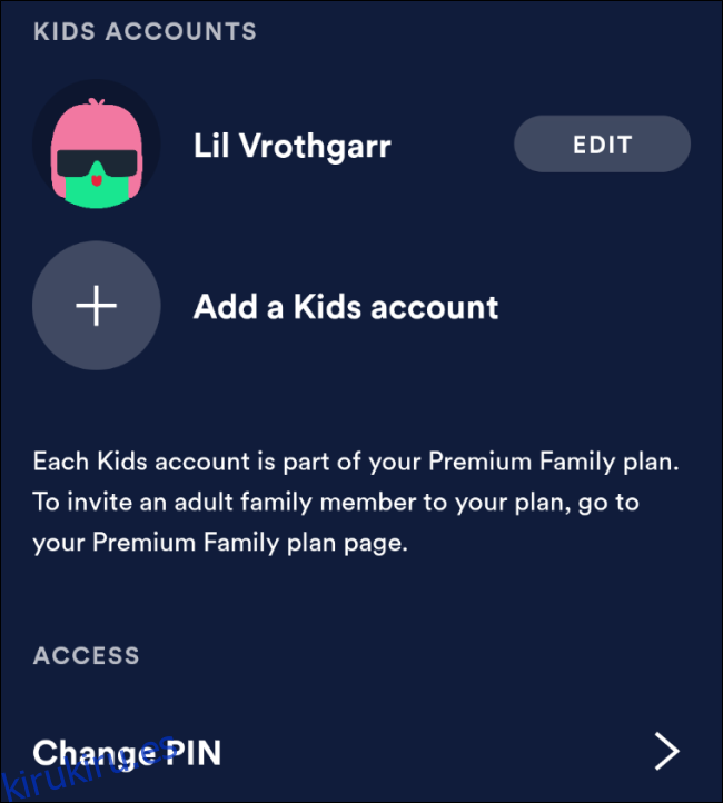 Configuración parental de Spotify Kids