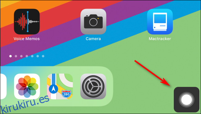 El botón AssistiveTouch en la pantalla de inicio en iPadOS.