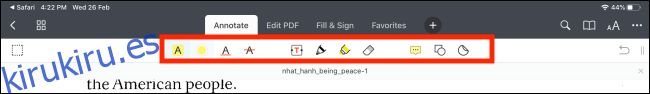 Eche un vistazo a la barra de herramientas Anotar en PDF Expert 7