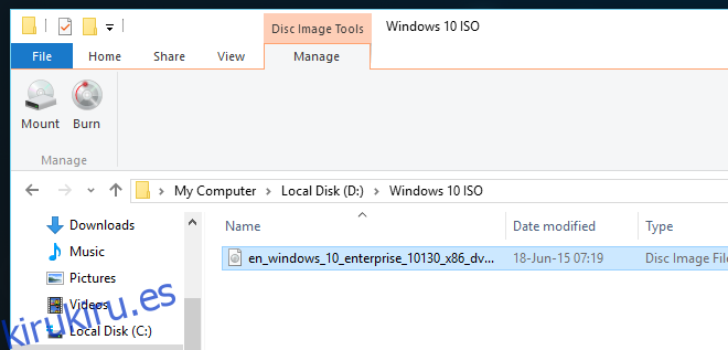 Montaje ISO de Windows 10