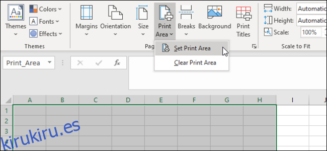 Excel - Área de impresión