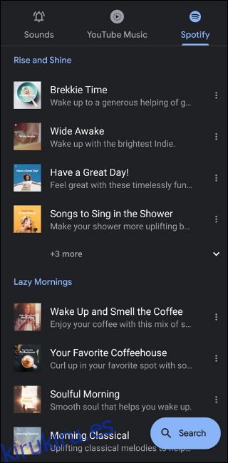 Alarmas predeterminadas de Spotify
