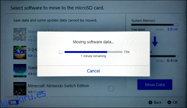 Mover datos de software en Nintendo Switch