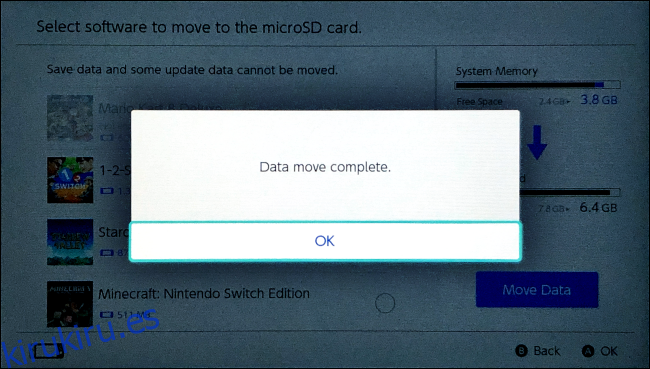Traslado de datos completo en Nintendo Switch