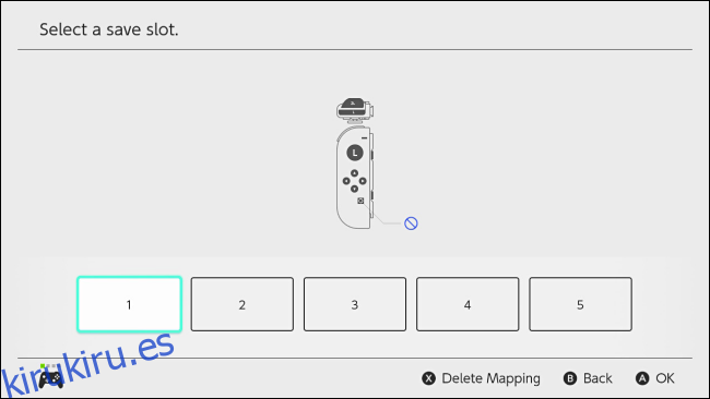Seleccione la ranura de mapeo de botones personalizado en Nintendo Switch
