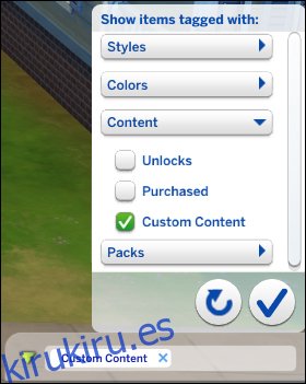 Filtro de contenido personalizado de Los Sims 4