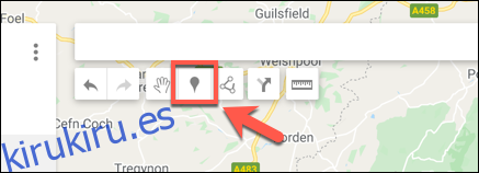 Presione Agregar marcador para agregar un punto de marcador personalizado en el editor de mapas de Google Maps