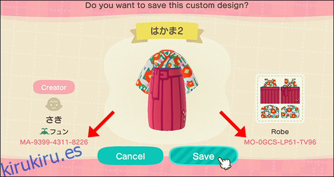 Identificaciones de diseño personalizado de Animal Crossing New Horizons