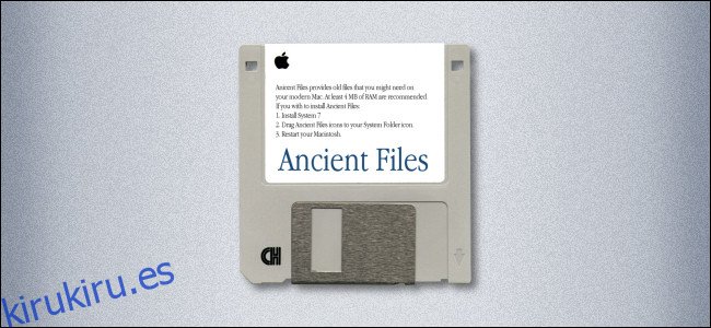 Un disquete de Mac de 3,5 pulgadas con la etiqueta 