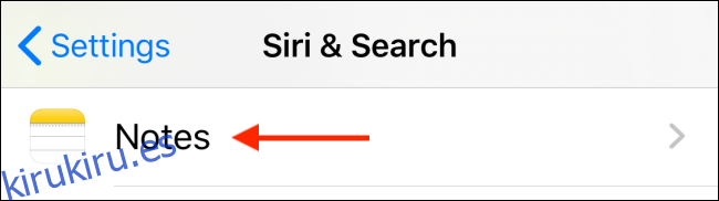 Toque la aplicación desde Siri y el menú de búsqueda