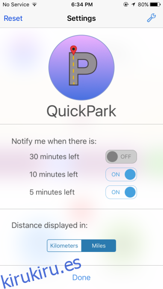 Configuración de QuickPark