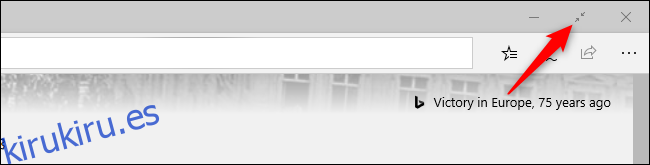 Salir del modo de pantalla completa del navegador Microsoft Edge original con un mouse.