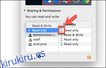 Configuración de permisos de grupo de usuarios para un usuario en macOS