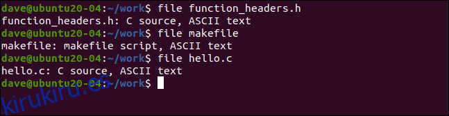función de archivo + headers.h en una ventana de terminal.