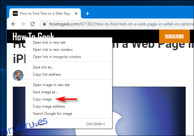 Copia con el botón derecho en Google Chrome para Windows 10