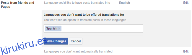 Facebook no quiere una traducción