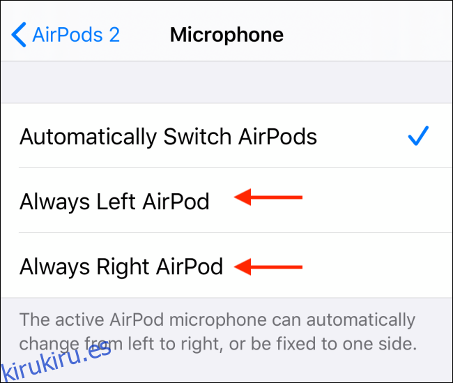 Cambiar para usar un solo AirPod