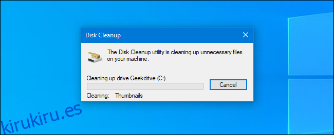 El proceso de limpieza del disco en Windows 10