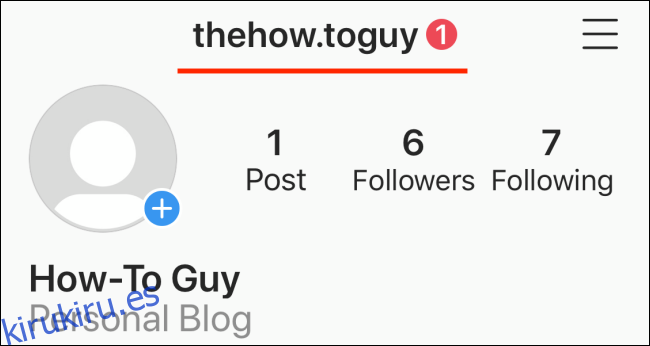 Un nombre de usuario y identificador en un perfil de Instagram.