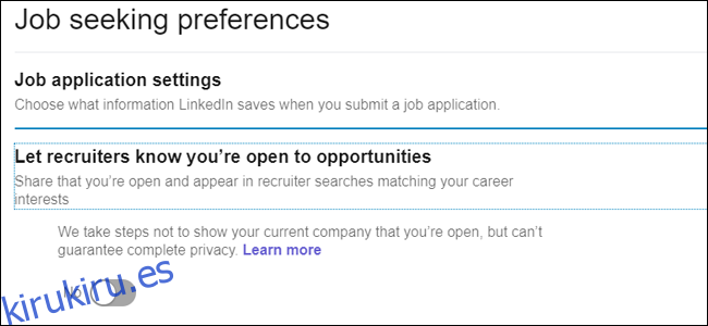Preferencias de búsqueda de empleo abiertas a oportunidades