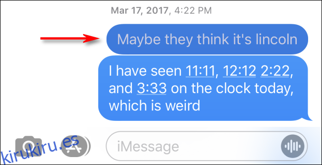 Resultado de búsqueda visto en una conversación en Mensajes para iPhone