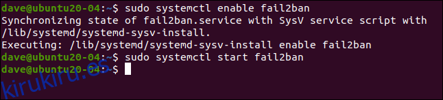 sudo systemctl habilita fail2ban en una ventana de terminal.