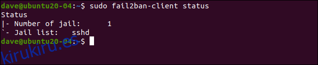 sudo fail2ban-client status en una ventana de terminal.