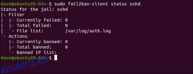 sudo fail2ban-client status sshd en una ventana de terminal.