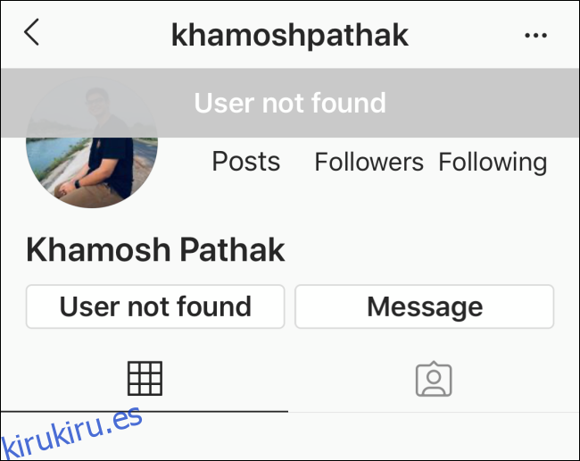 No hay detalles en la página de perfil para el perfil de Instagram que te ha bloqueado