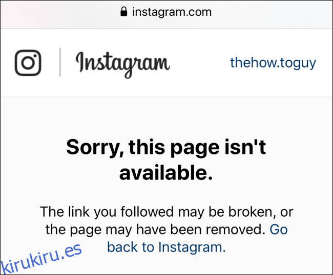 No puedo abrir la URL del perfil de Instagram que te ha bloqueado