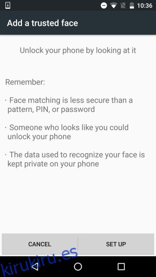 cara de confianza de Android