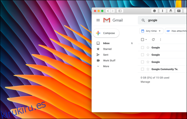 Se limpió la barra lateral de Gmail sin la sección Google Hangouts o Google Meet