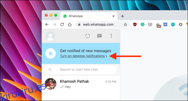 Activar notificaciones en WhatsApp Web