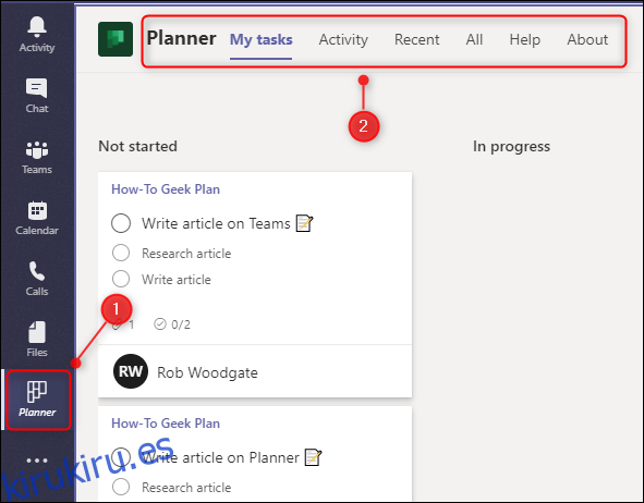 La vista Planificador que muestra todas las tareas asignadas al usuario.