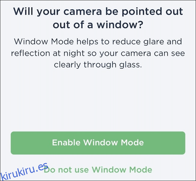 Aviso de modo de ventana para cámaras ecobee