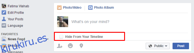 Cómo ocultar sus actualizaciones de Facebook de su línea de tiempo antes de publicarlas