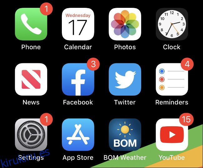 Iconos de aplicaciones en una pantalla de inicio de iOS.