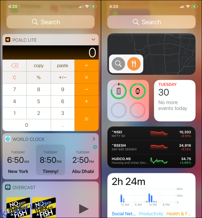 Mostrando widgets antiguos junto a nuevos widgets en iOS 14