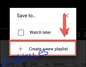 Haga clic en Crear una nueva lista de reproducción para crear una nueva lista de reproducción de YouTube.