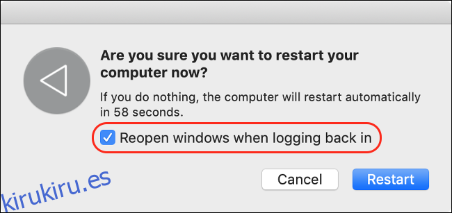 Deshabilite la reapertura de Windows al iniciar sesión para un tiempo de inicio más rápido