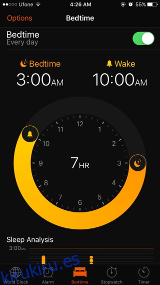 Cómo configurar la alarma de hora de dormir en iOS 10