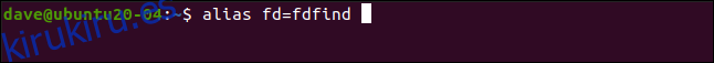 alias fd = fdfind en una ventana de terminal.